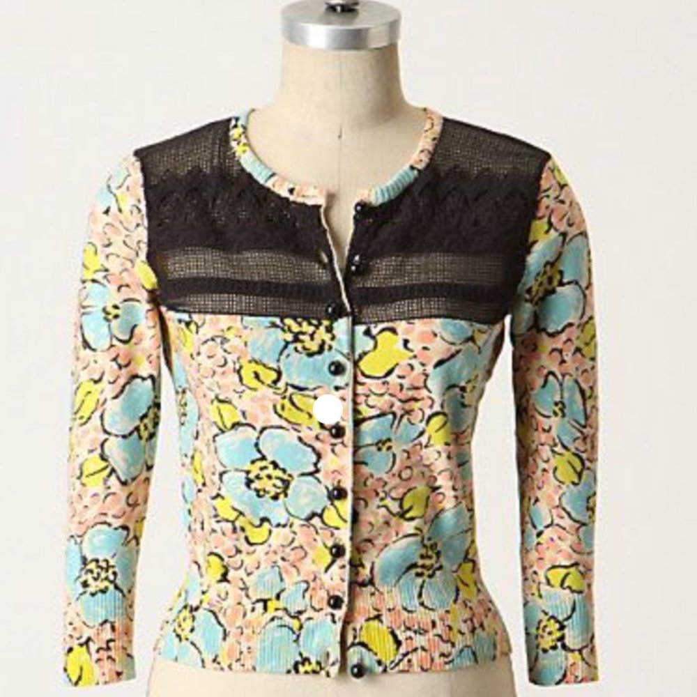 Anthropologie Plenty by Tracy Reese Bluebells Awaken Cardigan